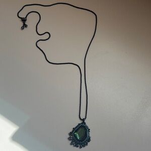 Kendra Scott Navy Gunmetal Daenerys Necklace in Indigo Dichroic Glass